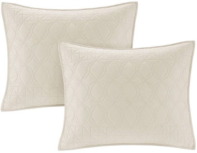 Olliix by Madison Park 3 Piece Cream Full/Queen Linnette Reversible Coverlet Set-3