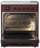 Ilve® Majestic III 30" Burgundy Pro Style Induction Range with Solid Door and Burnished Trim-1