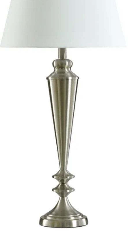 StyleCraft Brushed Steel/White Table Lamp-2
