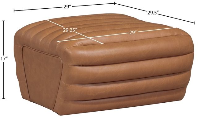 Meridian Furniture Vega Cognac Leather Upholstered Ottoman-2