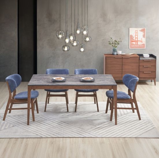 ACME Furniture Bevis 2-Piece Blue/Walnut Side Chair Set-1
