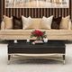 Michael Amini® Malibu Crest Crotch Mahogany Cocktail Table with Gold Legs-1
