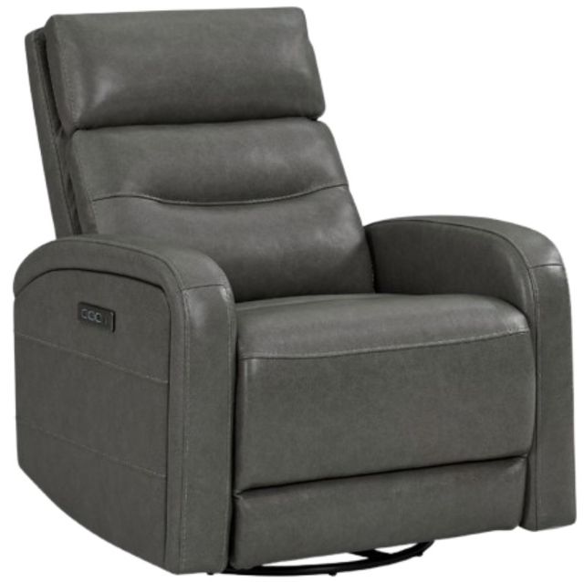 Liberty Furniture Rosslyn York Charcoal Leather Power Swivel Glider Recliner-0