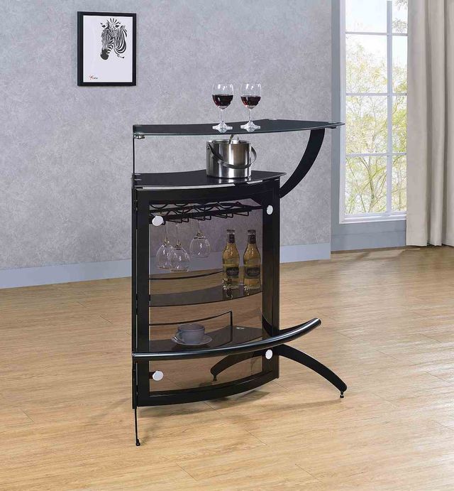 Coaster® Dallas Smoked/Black 3-Bottle Wine Rack Bar Unit-5