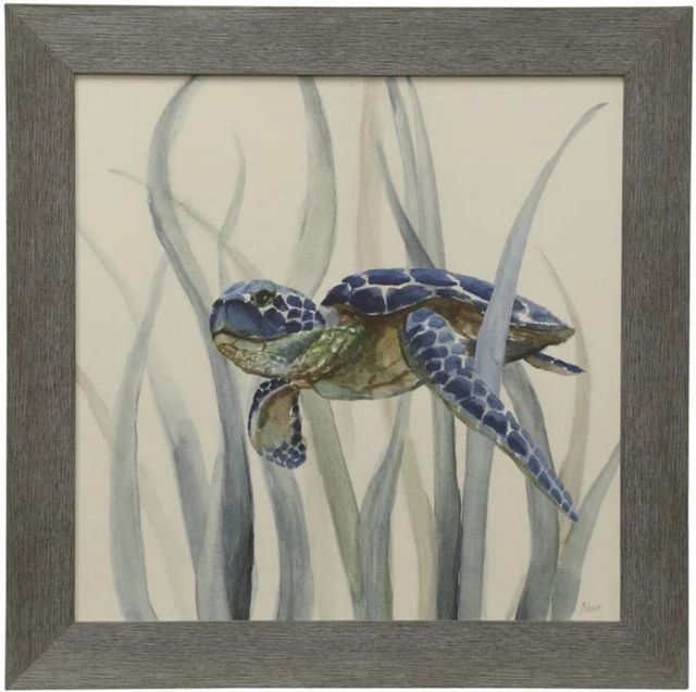 Stylecraft Turtle In Seagrass II Beige/Blue/Gray Wall Art-0