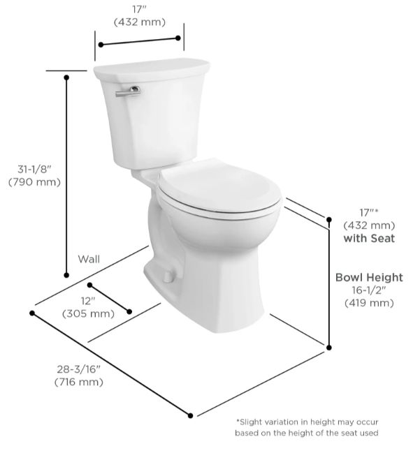 American Standard Edgemere® White Two-Piece Chair-Height Round-Front Toilet Less Seat 1.28 gpf/4.8 Lpf-3
