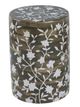 A & B Home Brown/White Cylinder Hand Painted Stool-1