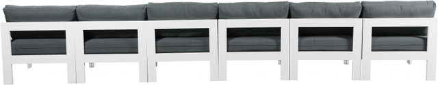 Meridian Furniture Nizuc 6-Piece Gray/White Aluminum/Fabric Outdoor Patio Armless Modular Sectional-3