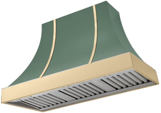 AGA Cascade 48" Mineral Green Wall Mounted Range Hood  with Polished Brass Trim-0
