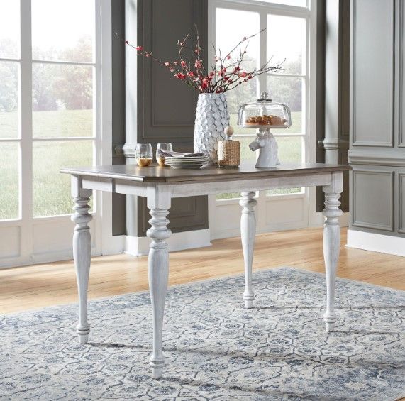 Liberty Furniture Ocean Isle Weathered Pine Gathering Table with Antique White Base-3