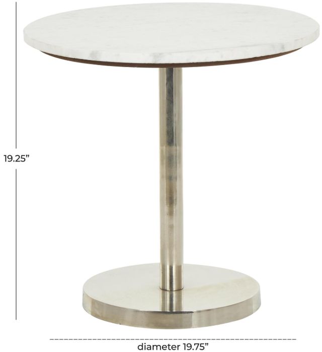 Deco Marche White Accent Table with Silver Base-3