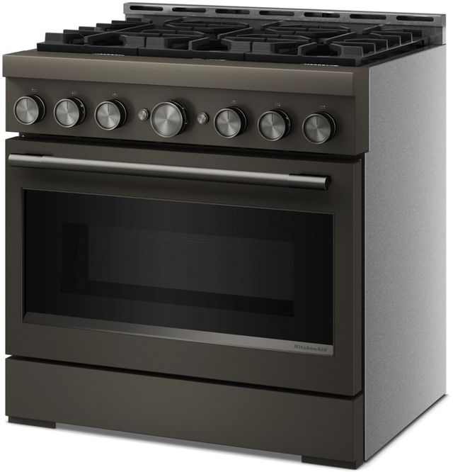 KitchenAid® 36" Black Ore 6 Burner Pro Style Gas Range with No Preheat Air Fry Mode-3