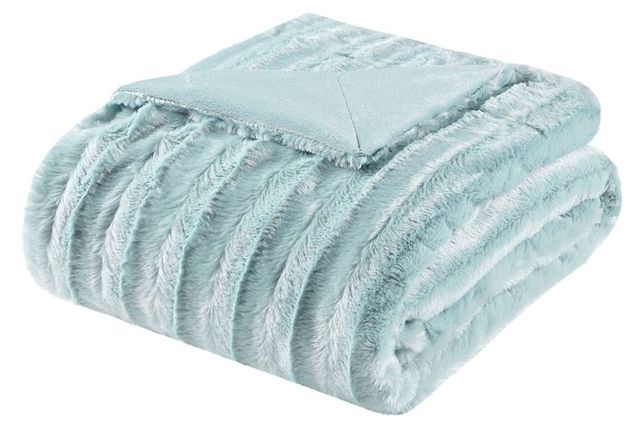 Olliix by Madison Park Duke 1 Blue Long Fur Throw-0