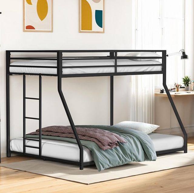 Furniture of America® Rothwell Matte Black Youth Twin/Full Metal Bunk Bed-1