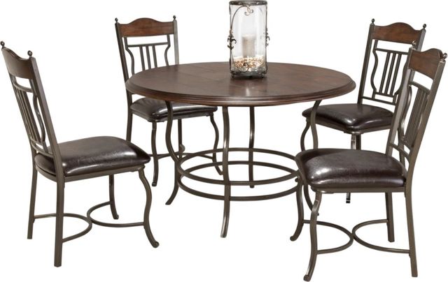 Bernards Midland Brown Dining Table with Charcoal Black Base-3