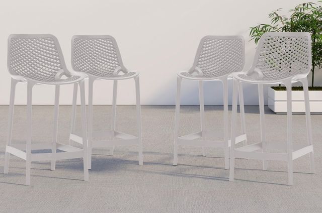 Meridian Furniture Mykonos Gray Plastic Outdoor Patio Stool-4