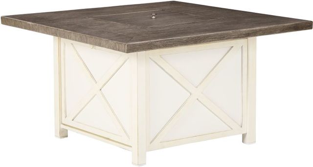 Signature Design by Ashley® Preston Bay 5-Piece Antique White Square Fire Pit Table Set-2