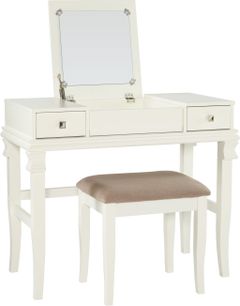 Linon Angela 2-Piece White Vanity Set