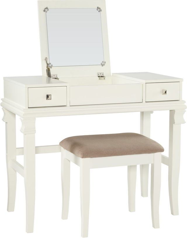 Linon Angela 2-Piece White Vanity Set