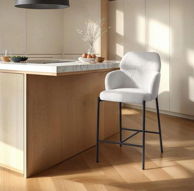 LH Home Allegra Corduroy White Counter Stool-2