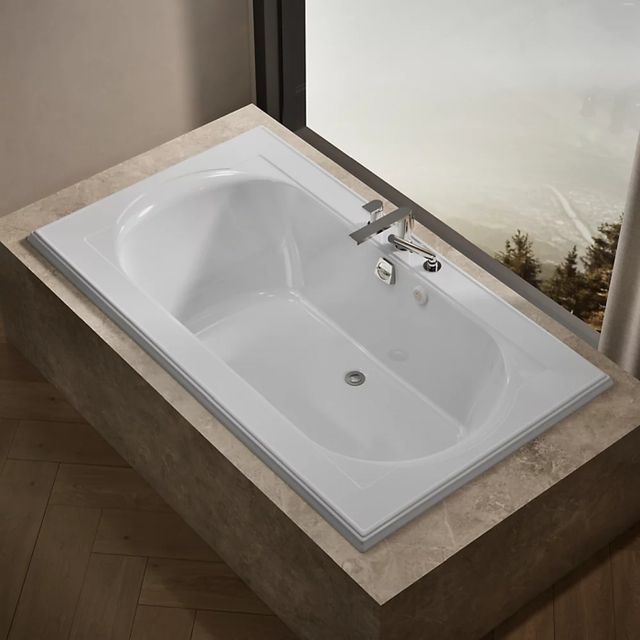 KOHLER® Memoirs® White 72" x 42" Drop-In Heated BubbleMassage™ Air Bath-1