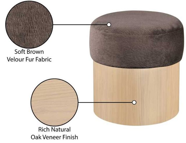 Meridian Furniture Nimes Brown/Natural Velour Fur Ottoman-4