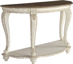 Signature Design by Ashley® Realyn Brown Sofa Table with White Base