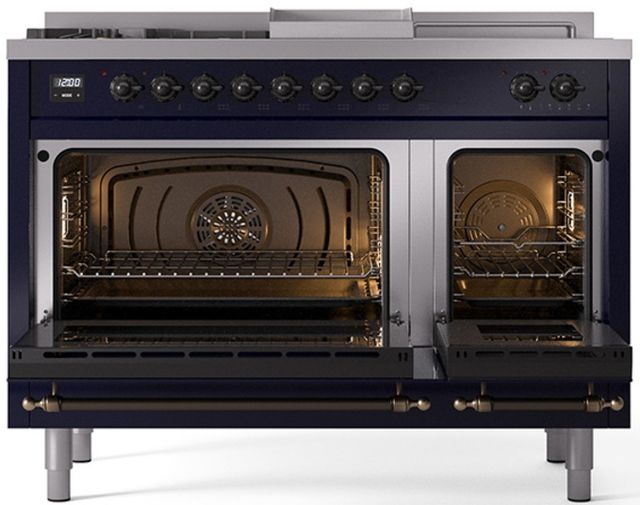 Ilve® Nostalgie II Series 48" Midnight Blue Pro Style Dual Fuel Range-1