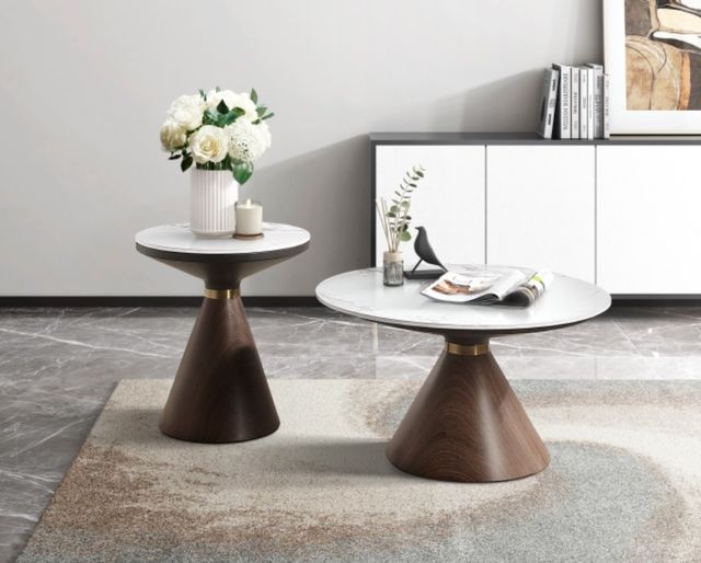 Homelegance® Greer White Cocktail Table with Oak Base-2