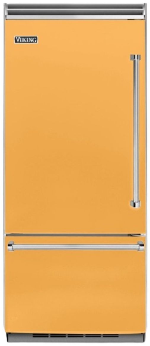 Viking® 5 Series 36 in. 20.4 Cu. Ft. Daffodil Built In Counter Depth Left Hinge Bottom Freezer Refrigerator