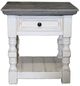 Million Dollar Rustic Cottage Off-White End Table with Brown Top -0
