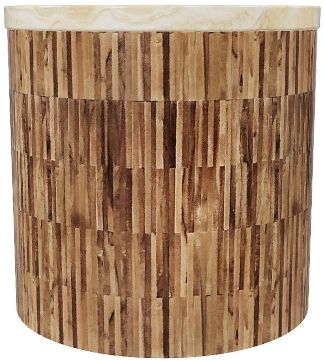 Modus Furniture One Onyx Top Round End Table with Natural Base-0