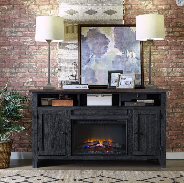 aspenhome® Eastport Drifted Black 65" Fireplace Console-1