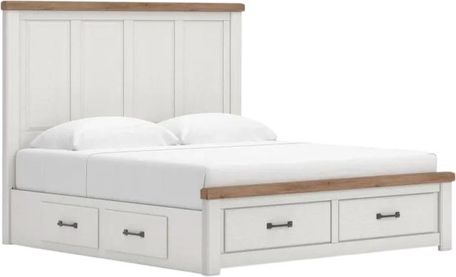 Signature Design by Ashley® Savonport Brown/White King Panel Storage Bed with Two Drawer-0