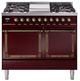Ilve® Nostalgie II Noblesse 40'' Burgundy Pro Style Dual Fuel Range with Burnished Trim-0