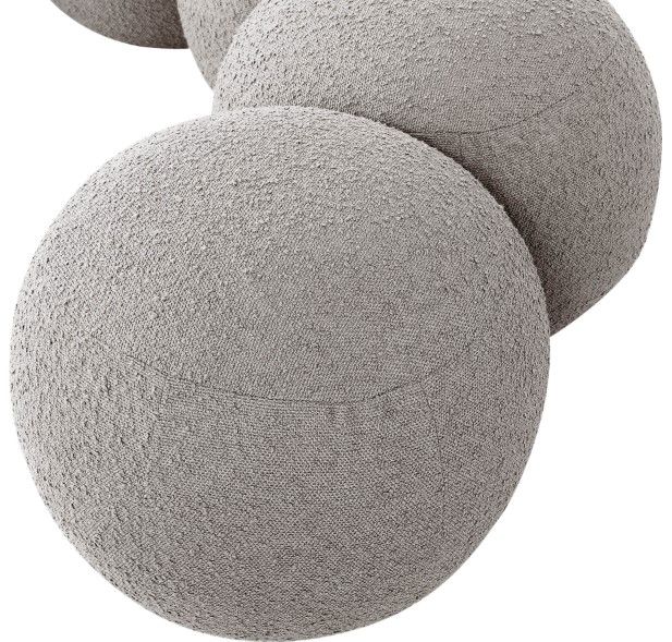 Meridian Furniture Apollo Taupe 65" Boucle Fabric Upholstered Bench-3