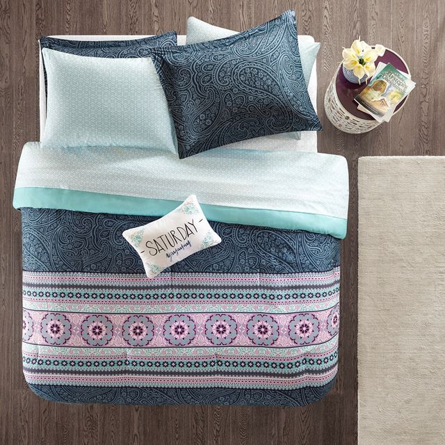 Olliix by Intelligent Design Gemma Blue Twin Comforter and Sheet Set-1