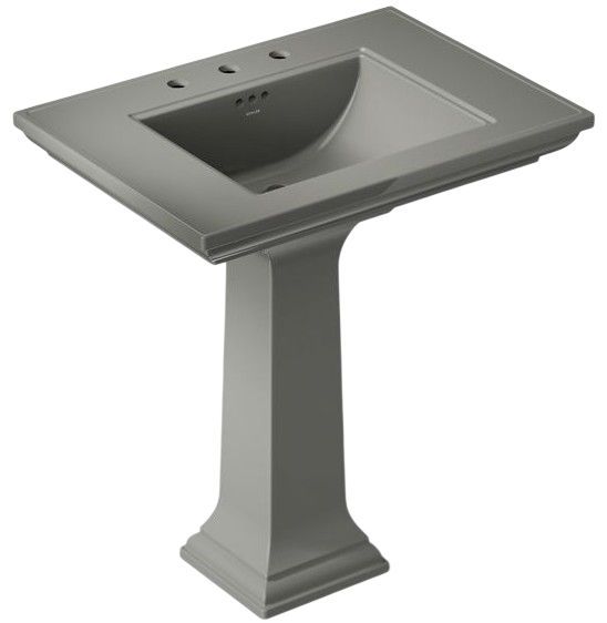 Kohler Memoirs® Stately Thunder Grey 30.75" 3 Faucet Holes Rectangular Pedestal Bathroom Sink-0
