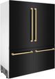 ZLINE Autograph Edition 60" 32.2 Cu. Ft. Black Stainless Steel Built-In French Door Refrigerator with Polished Gold Accent and Bright White Interior-2