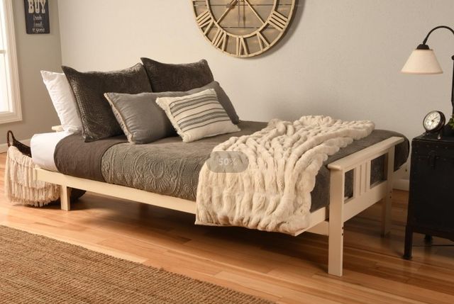 Kodiak Furniture Monterey Linen Stone/Antique White Full Futon with Mattress-2