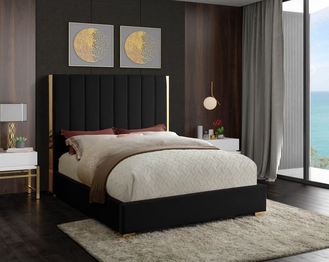 Meridian Furniture Becca Black Velvet King Bed-1