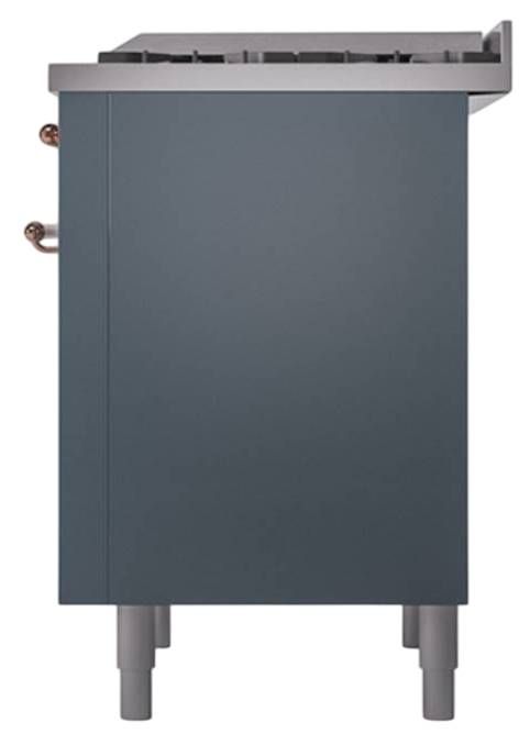 Ilve® Nostalgie II Noblesse 36'' Blue Gray Pro Style Dual Fuel Range with Copper Trim-3