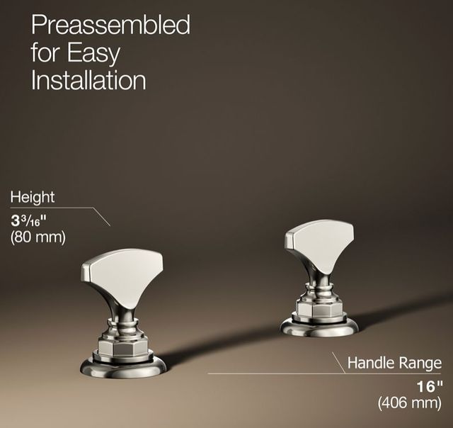 KOHLER® Artifacts® Vibrant Polished Nickel T-Handle Bathroom Sink Faucet Handles-2