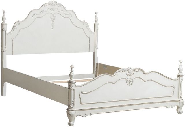 Homelegance® Cinderella Antique  White with Gray Rub-Through Queen Bed-1