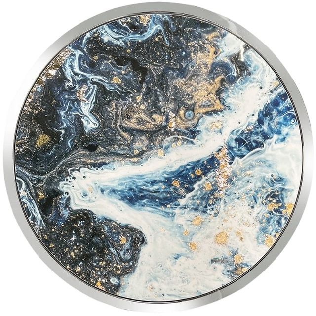 ACME Furniture Lyda Blue End Table with Chrome Base-3