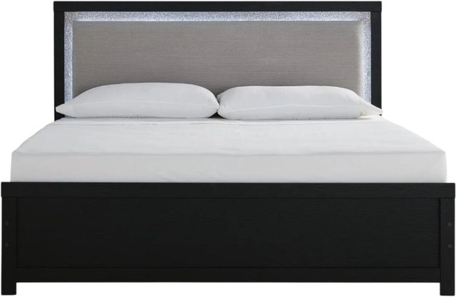 Signature Design by Ashley® Maeling Black King Upholstered Panel Bed-3