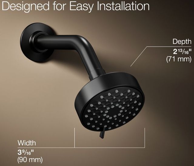 KOHLER® Awaken® G90 Matte Black 1.75 GPM 3-Function Showerhead-3