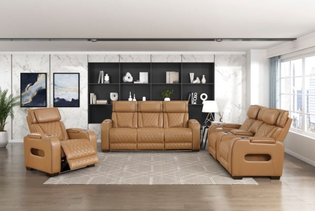 Homelegance® Fairway Brown Power Recliner with Power Headrest-1