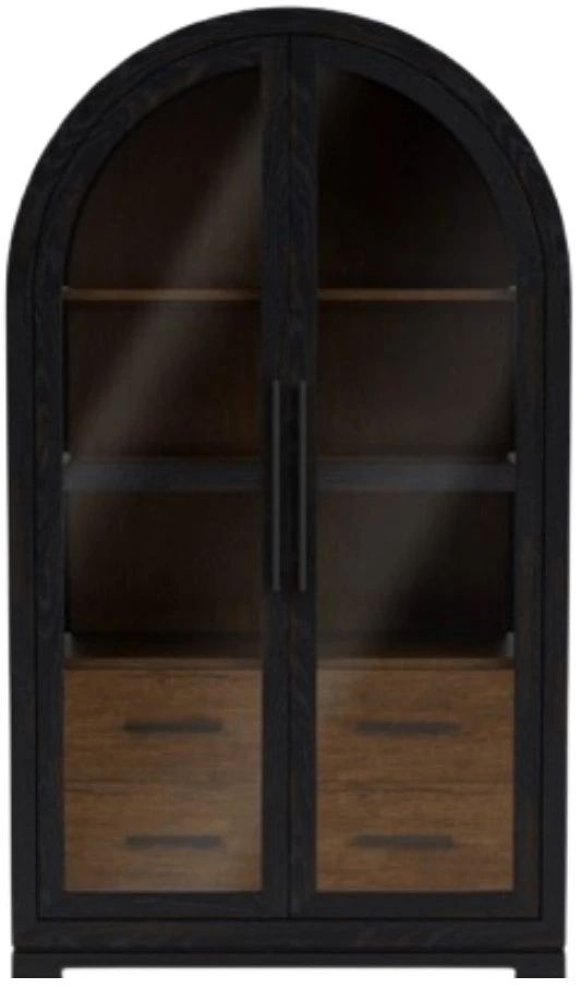Riverside Furniture Calhoun Ebony Whiskey Oak/Whiskey Display Cabinet-2