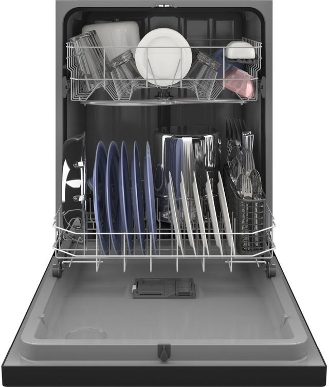 GE® 24" Black Front Control Built-In Dishwasher-2